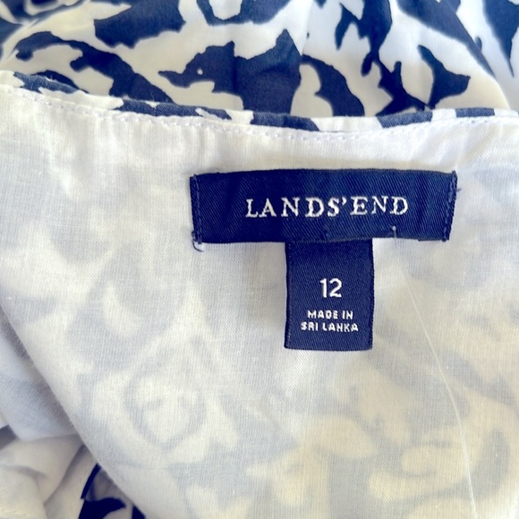 LAND’S END Elegant navy blue and White Floral Dress - Picture 3 of 8